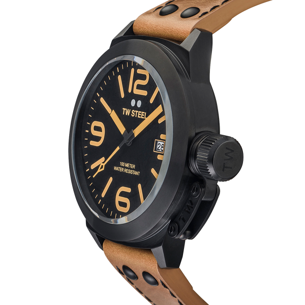 Tw steel black leather 2025 strap